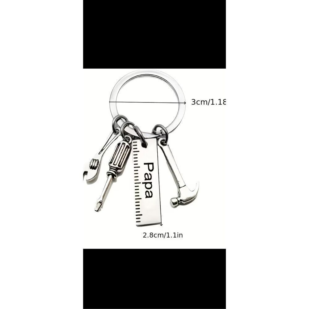 Papa Tool Keychain Gift Hammer Wrench Screwdriver Charm